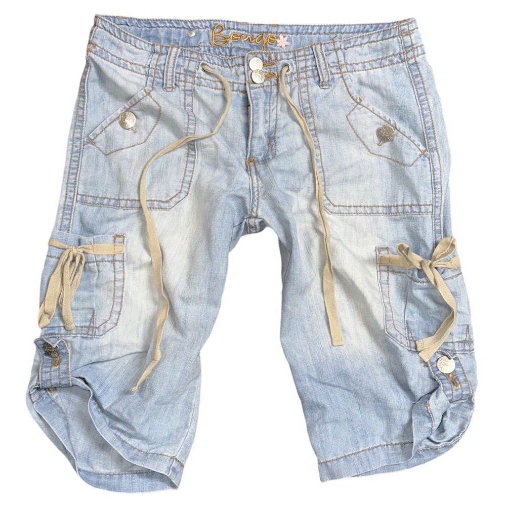 Y2K BONGO women's lightwash faded lowrise foldover shorts, 5.
